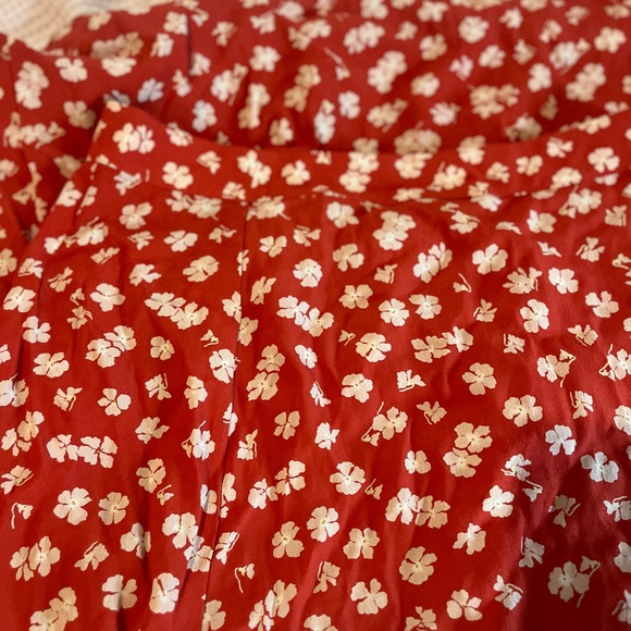 Madewell Happy Hibiscus Ruffle Faux Wrap Midi Skirt, Size 6 - Picture 8 of 12